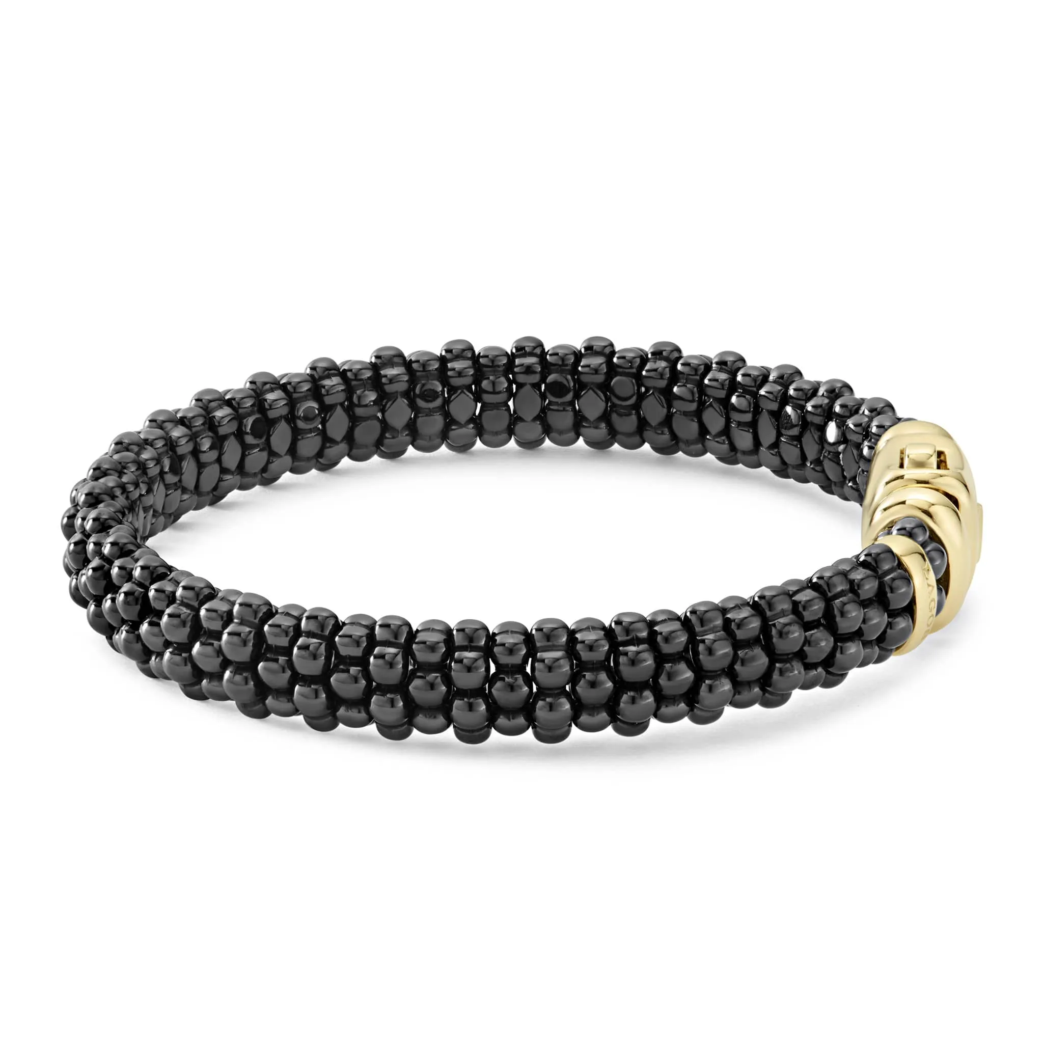 Black Caviar 18K Gold Black Ceramic Beaded Bracelet sold by LAGOS product image thumbnail 4