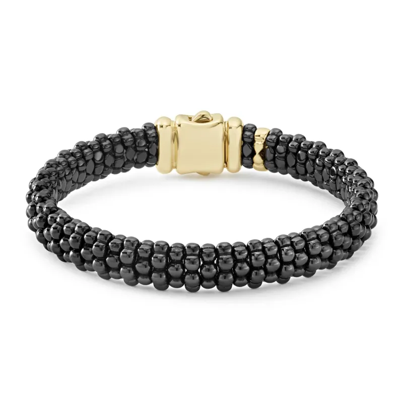 Black Caviar 18K Gold Black Ceramic Beaded Bracelet sold by LAGOS
