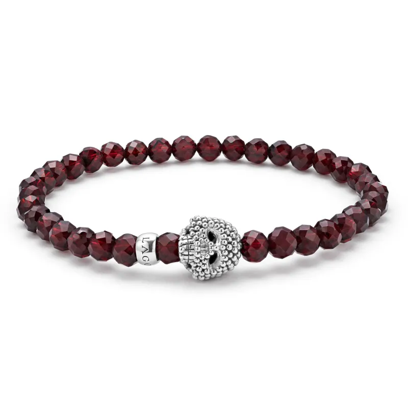 Anthem Red Garnet Skull Bead Bracelet sold by LAGOS