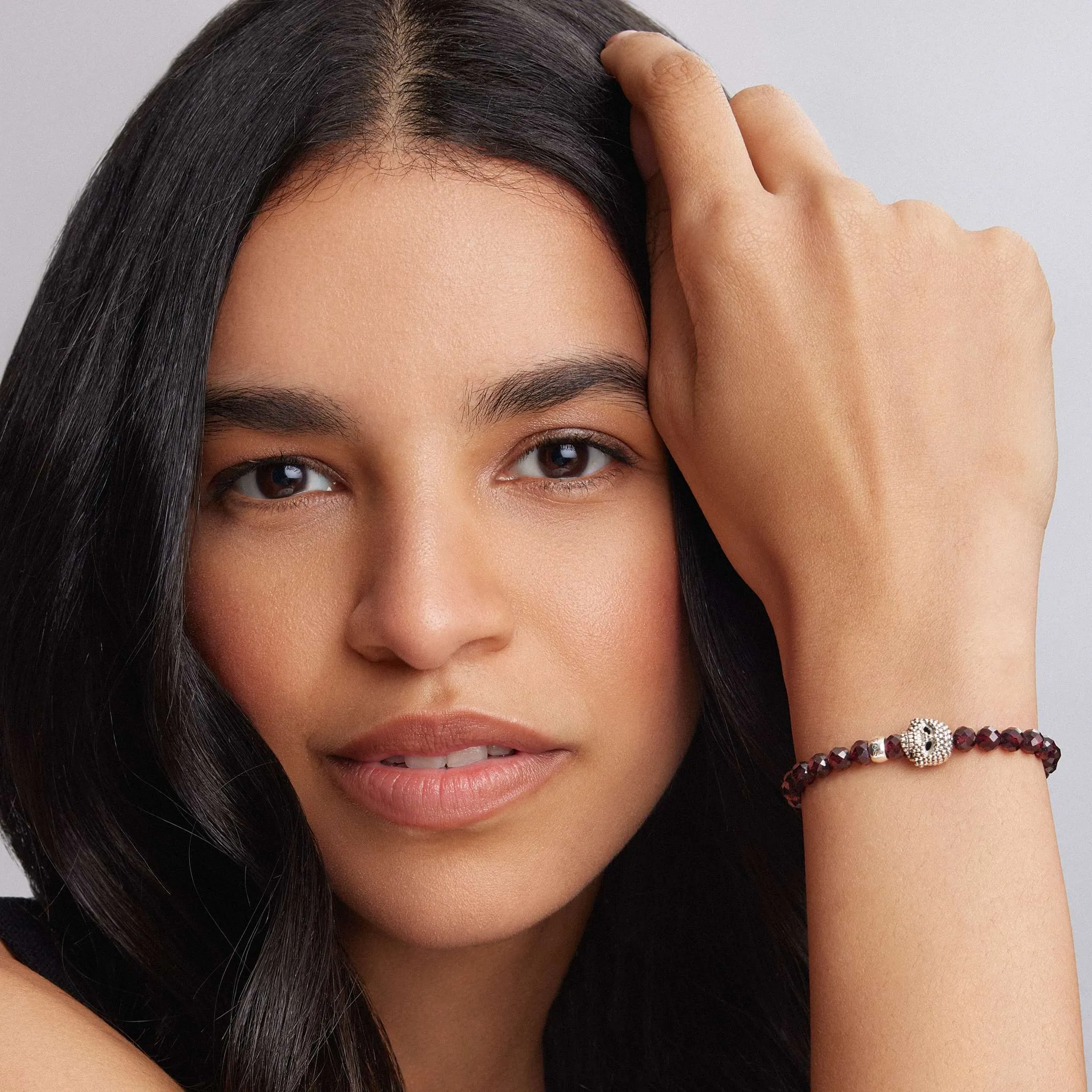 Anthem Red Garnet Skull Bead Bracelet sold by LAGOS product image thumbnail 4