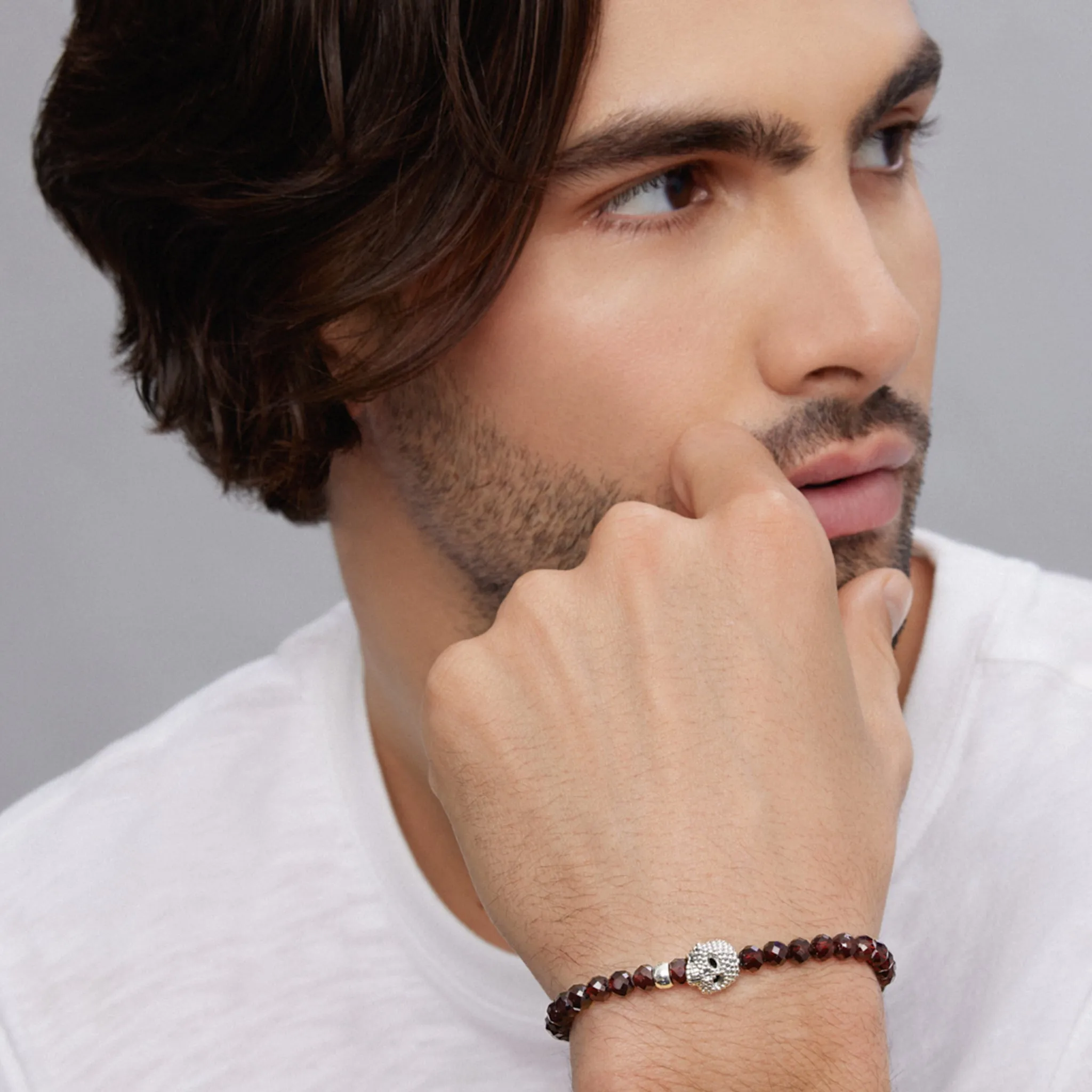 Anthem Red Garnet Skull Bead Bracelet sold by LAGOS product image thumbnail 2