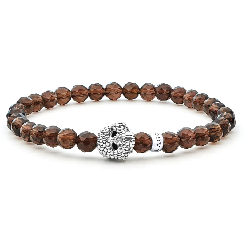 Anthem Smokey Quartz Skull Bead Bracelet sold by LAGOS