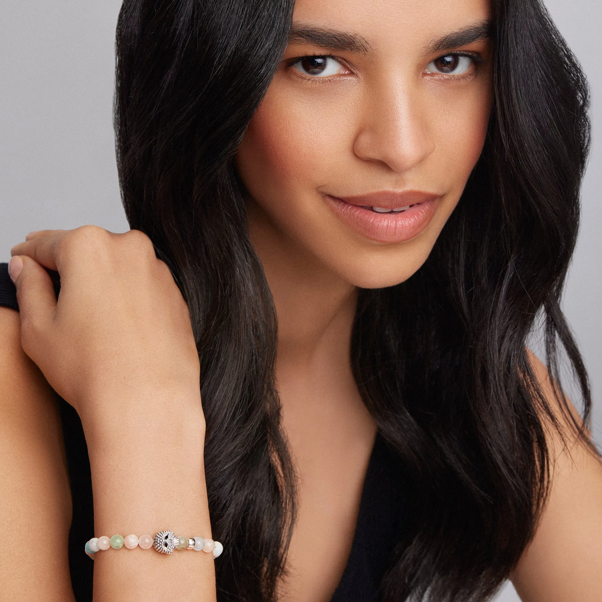 Anthem Morganite Skull Bead Bracelet sold by LAGOS product image thumbnail 4