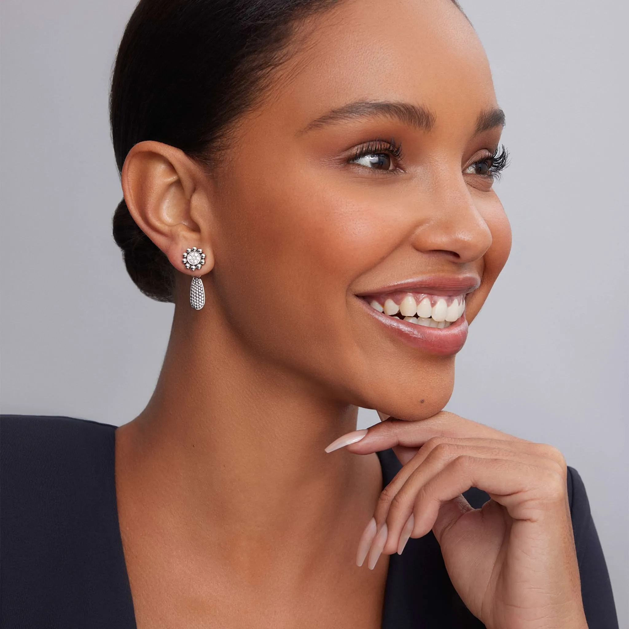 Signature Caviar Diamond Drop Earrings sold by LAGOS product image thumbnail 2