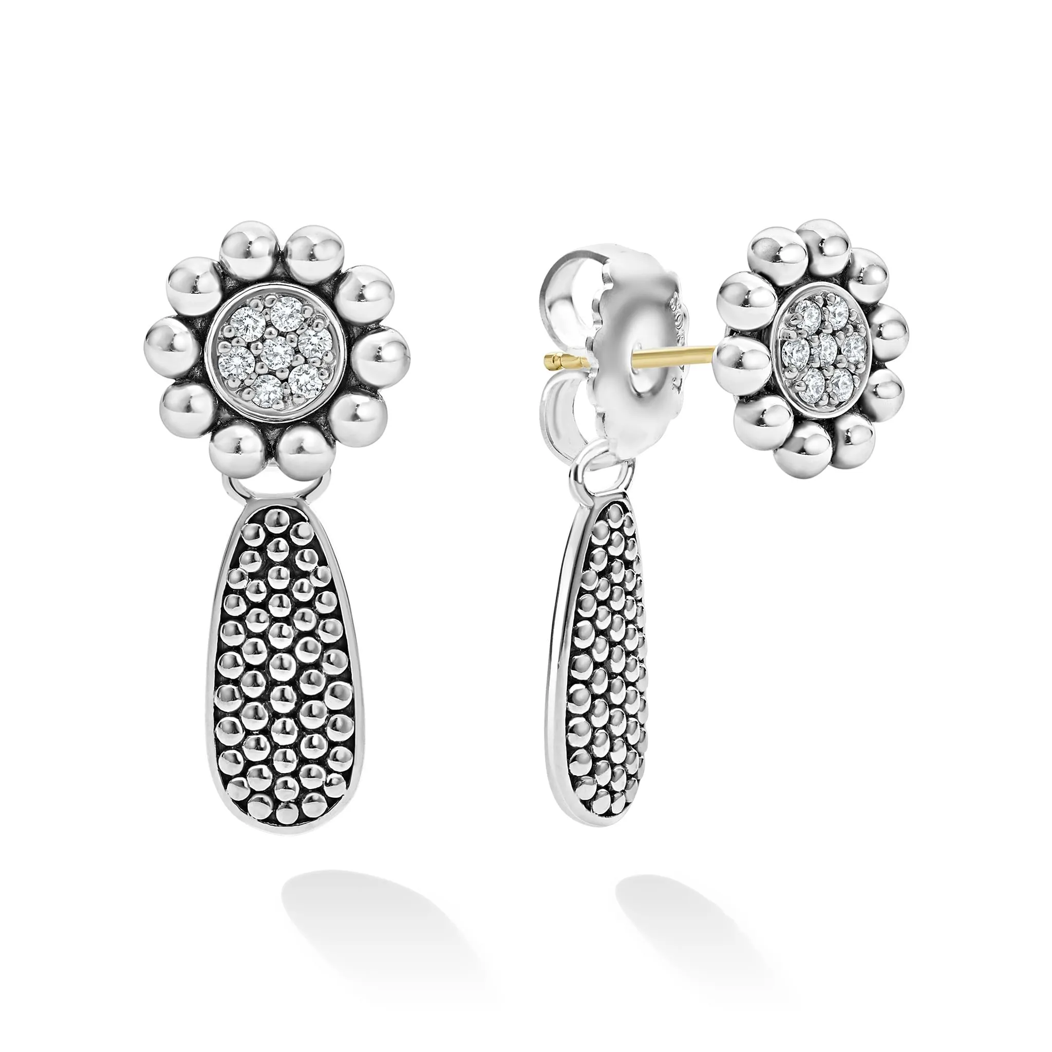 Signature Caviar Diamond Drop Earrings sold by LAGOS