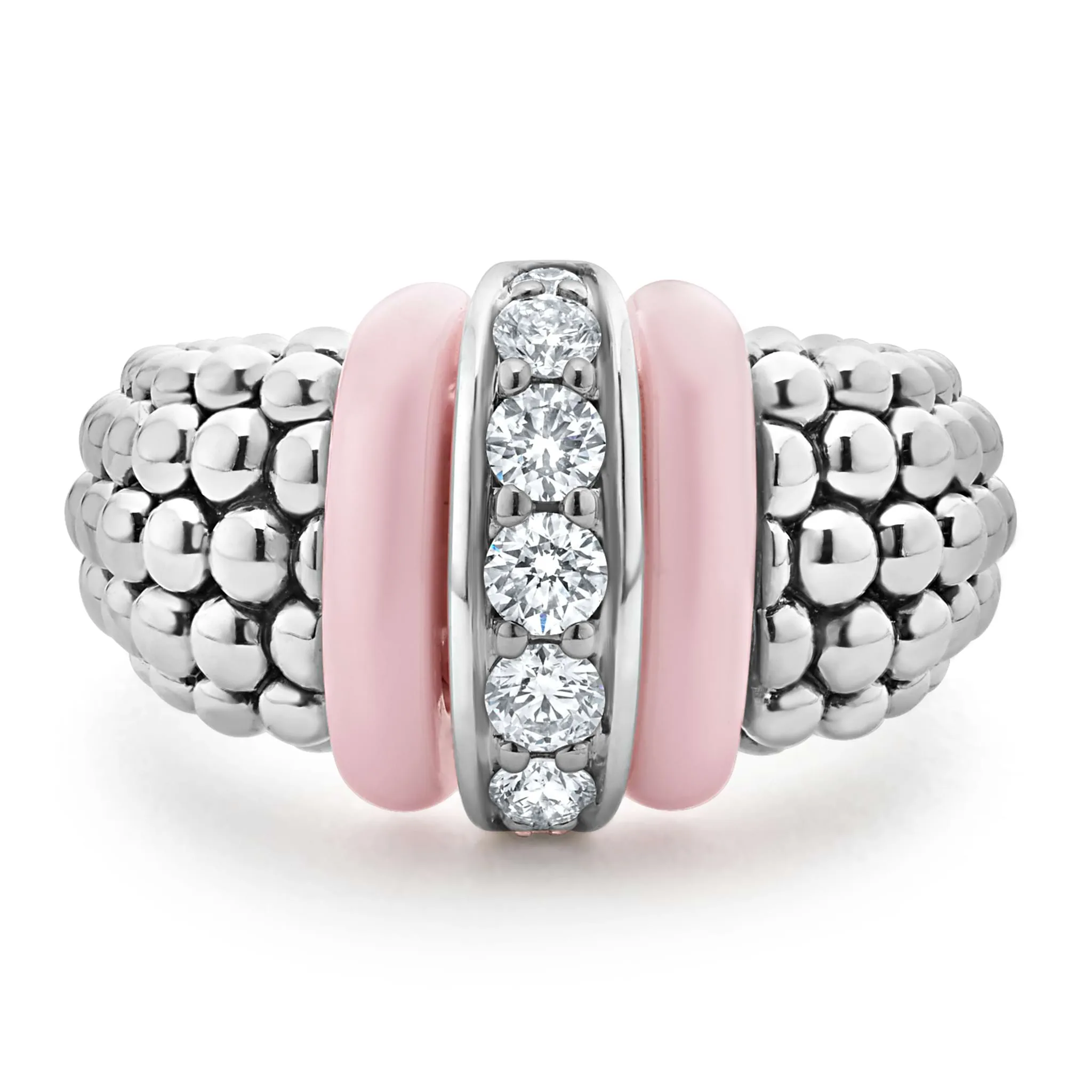 Pink Caviar Pink Ceramic Caviar Diamond Ring sold by LAGOS product image thumbnail 5