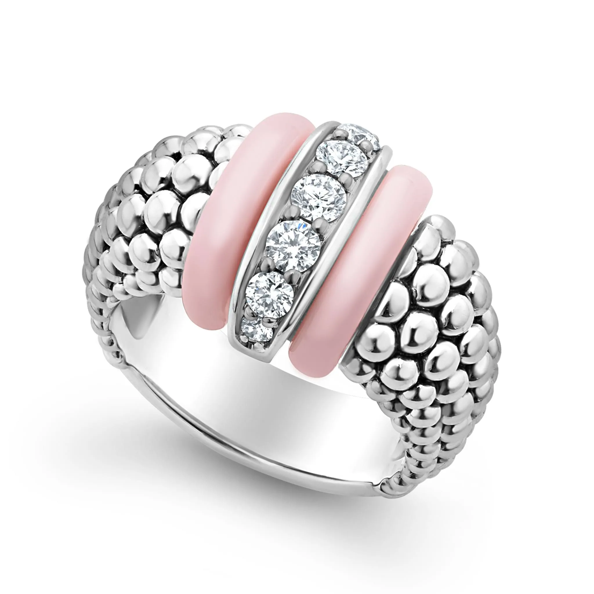 Pink Caviar Pink Ceramic Caviar Diamond Ring sold by LAGOS