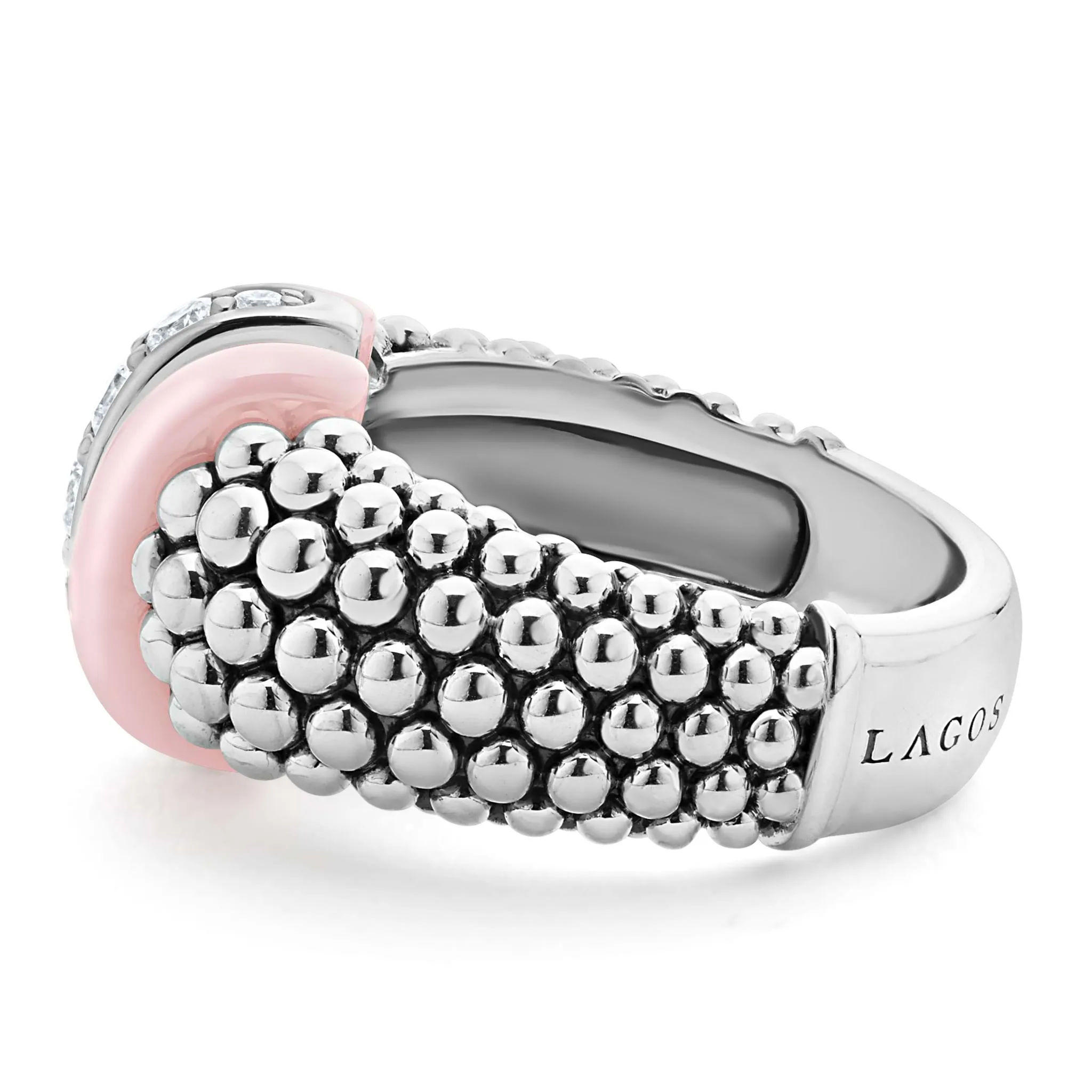 Pink Caviar Pink Ceramic Caviar Diamond Ring sold by LAGOS product image thumbnail 3