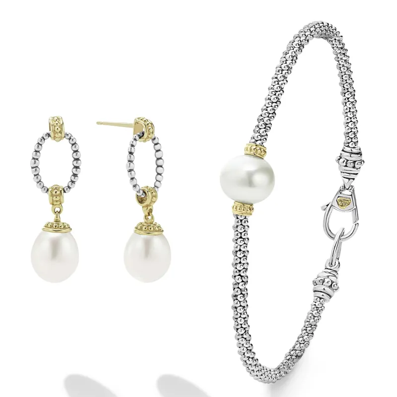 Luna Pearl Earrings and Bracelet Gift Set sold by LAGOS