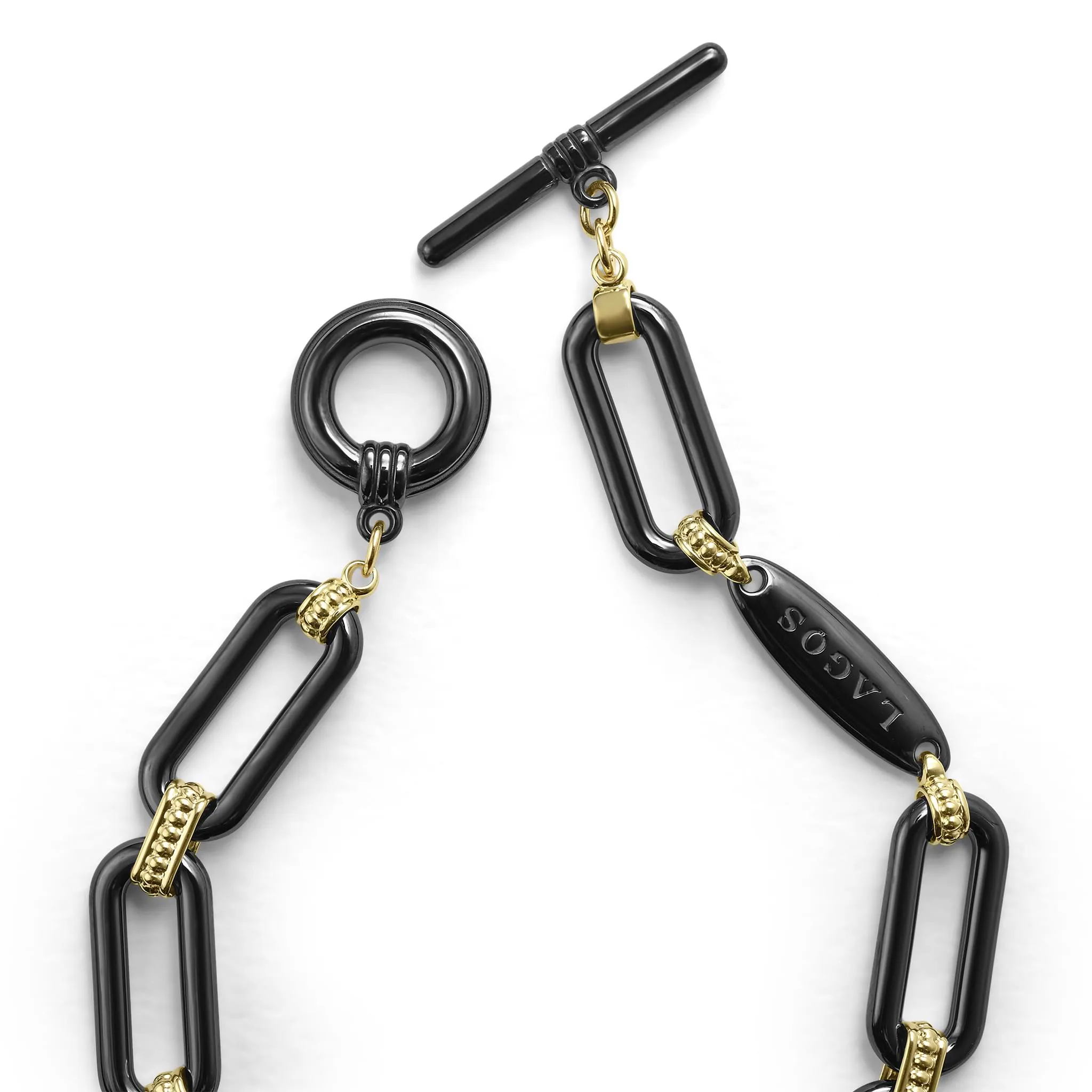 Signature Caviar 18K Gold and Black Ceramic Link Bracelet | 9mm sold by LAGOS product image thumbnail 4
