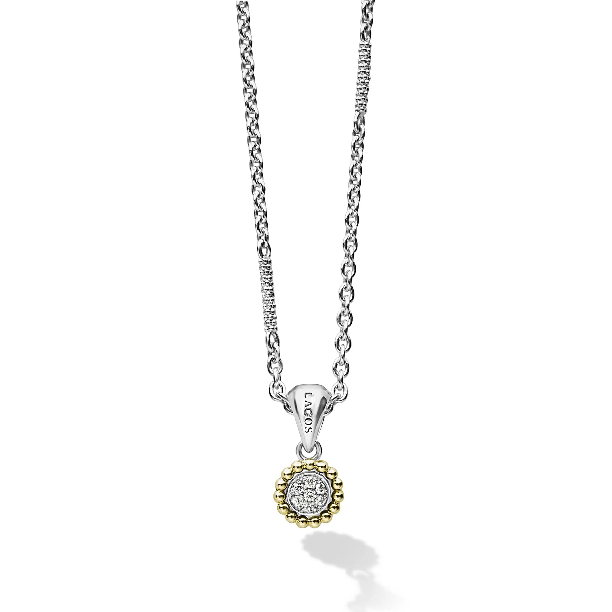 Caviar Lux Two-Tone Diamond Pendant Necklace sold by LAGOS