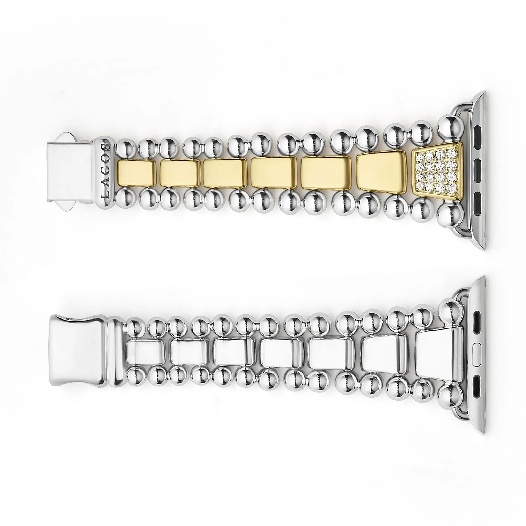 Smart Caviar 18K Gold and Sterling Silver Single Diamond Watch Bracelet-42-49mm sold by LAGOS product image thumbnail 3
