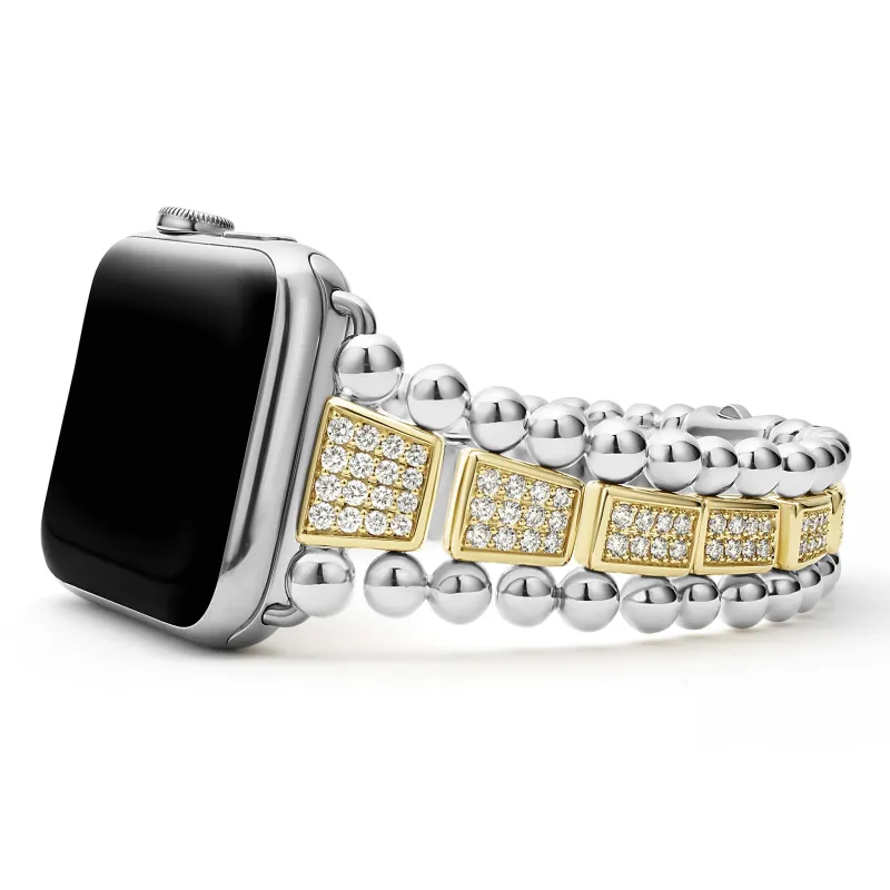Smart Caviar 18K Gold and Sterling Silver Full Diamond Watch Bracelet-42-49mm sold by LAGOS
