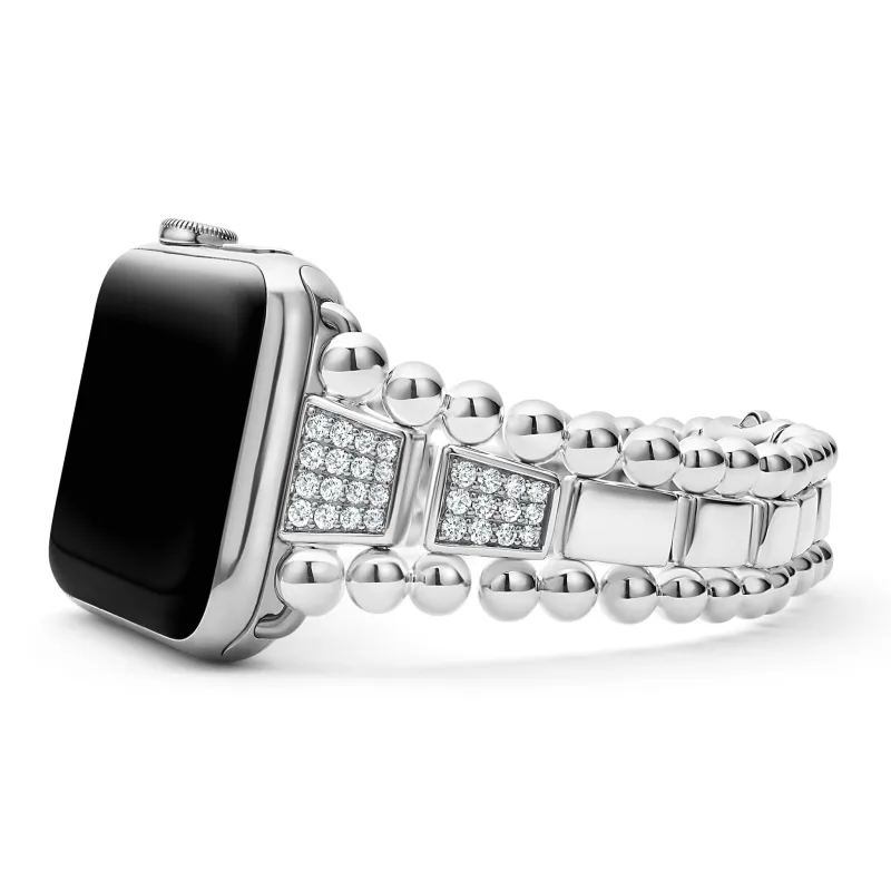 Smart Caviar Sterling Silver Half Diamond Watch Bracelet-42-49mm sold by LAGOS