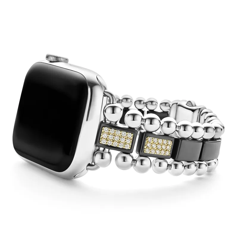 Smart Caviar Black Ceramic Half Diamond Watch Bracelet-38-45mm sold by LAGOS