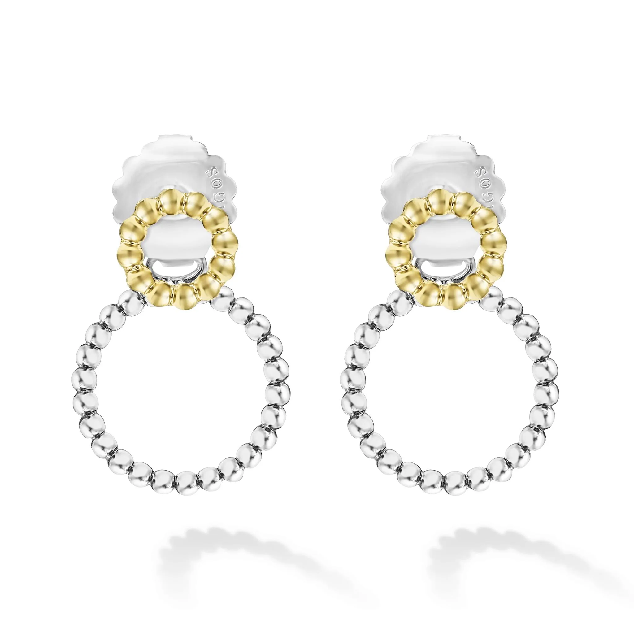 Signature Caviar Two-Tone Circle Drop Earrings sold by LAGOS product image thumbnail 4