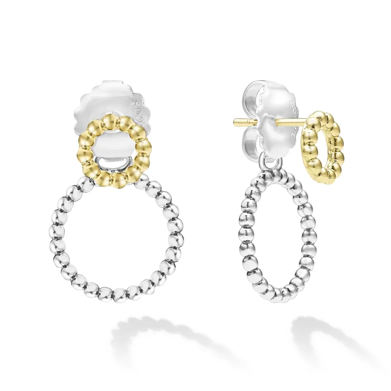 Signature Caviar Two-Tone Circle Drop Earrings sold by LAGOS