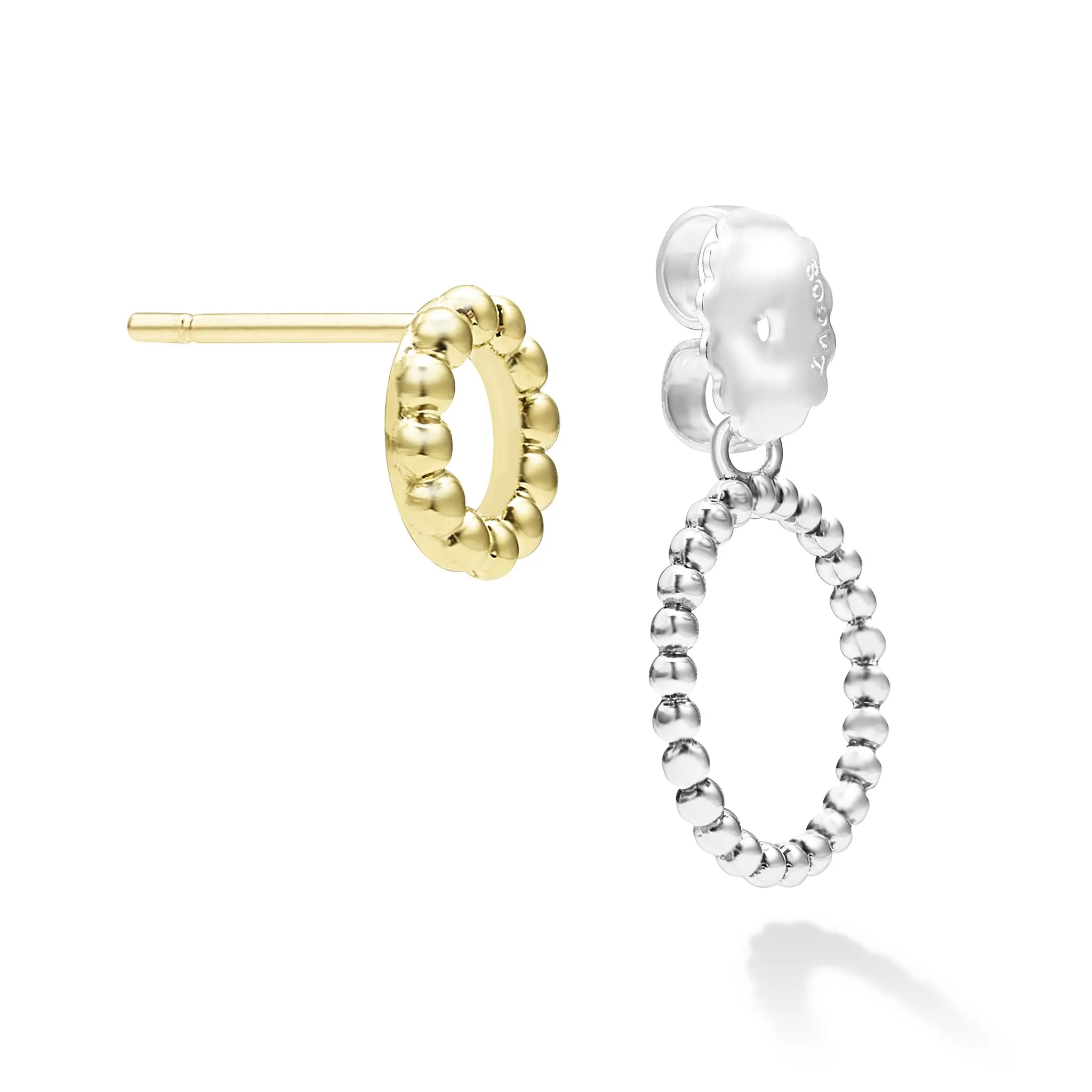 Signature Caviar Two-Tone Circle Drop Earrings sold by LAGOS product image thumbnail 3