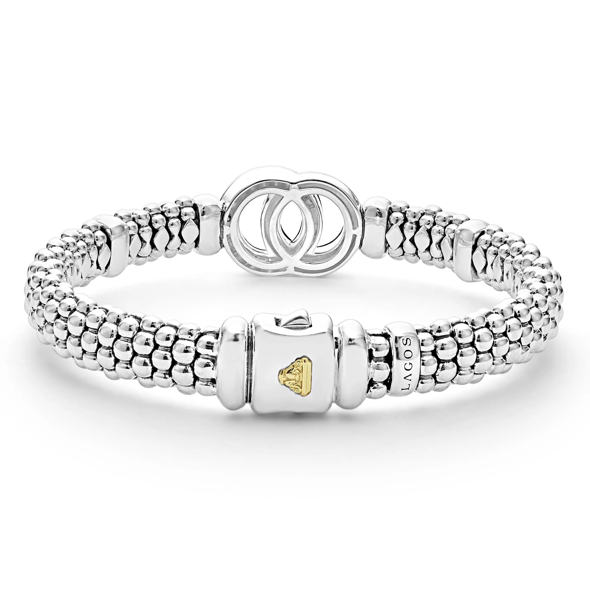 Signature Caviar Two-Tone Interlocking Diamond Caviar Bracelet | 9mm sold by LAGOS product image thumbnail 4