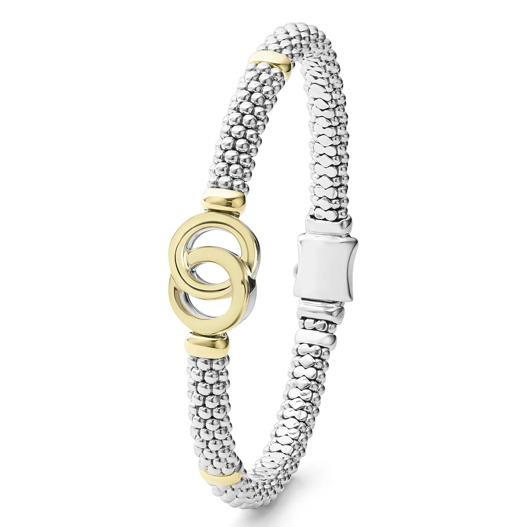 Signature Caviar Two-Tone Interlocking Caviar Bracelet | 6mm sold by LAGOS product image thumbnail 3