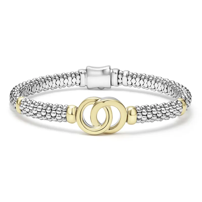 Signature Caviar Two-Tone Interlocking Caviar Bracelet | 6mm sold by LAGOS