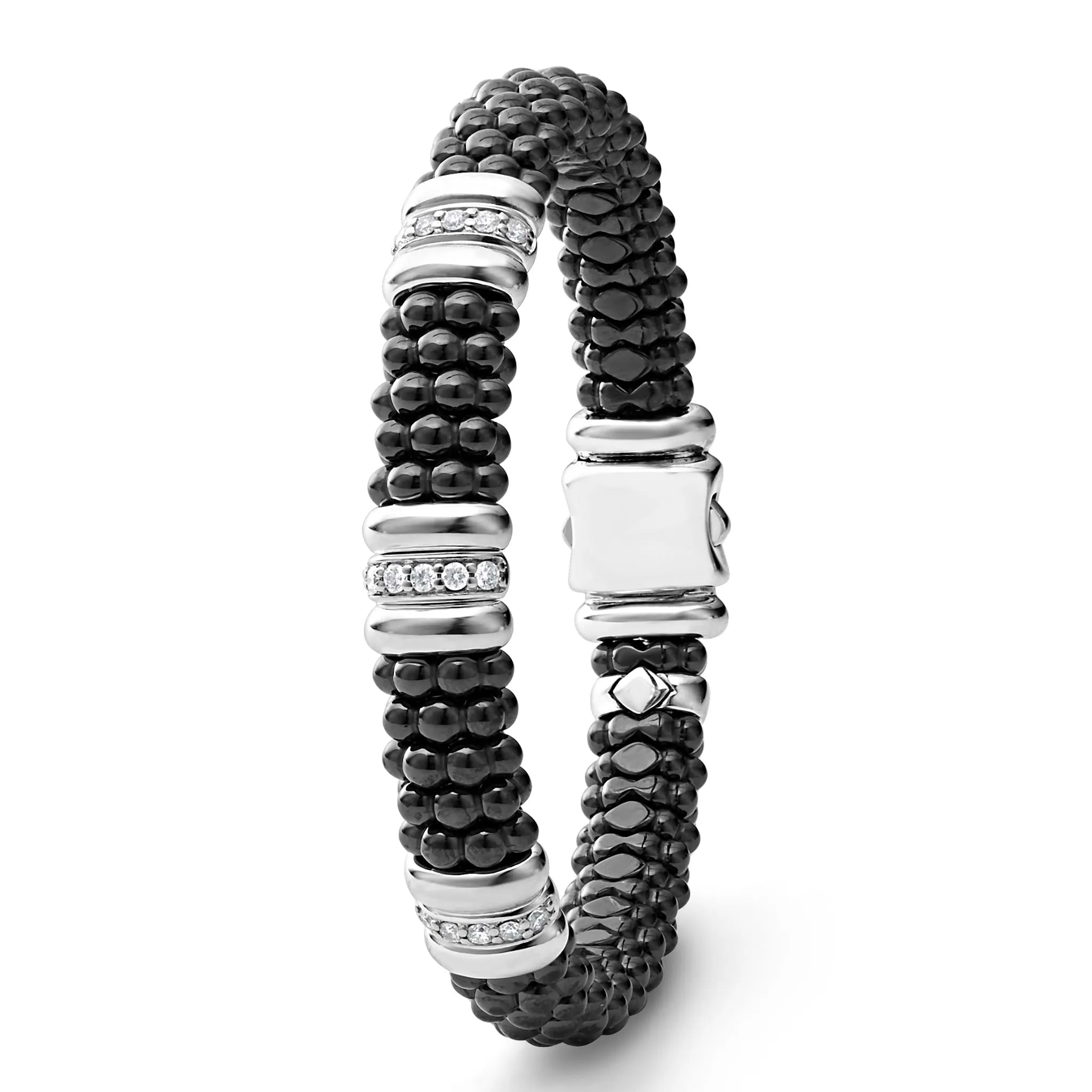 Black Caviar Black Three Station Ceramic Diamond Bracelet | 9mm sold by LAGOS product image thumbnail 5
