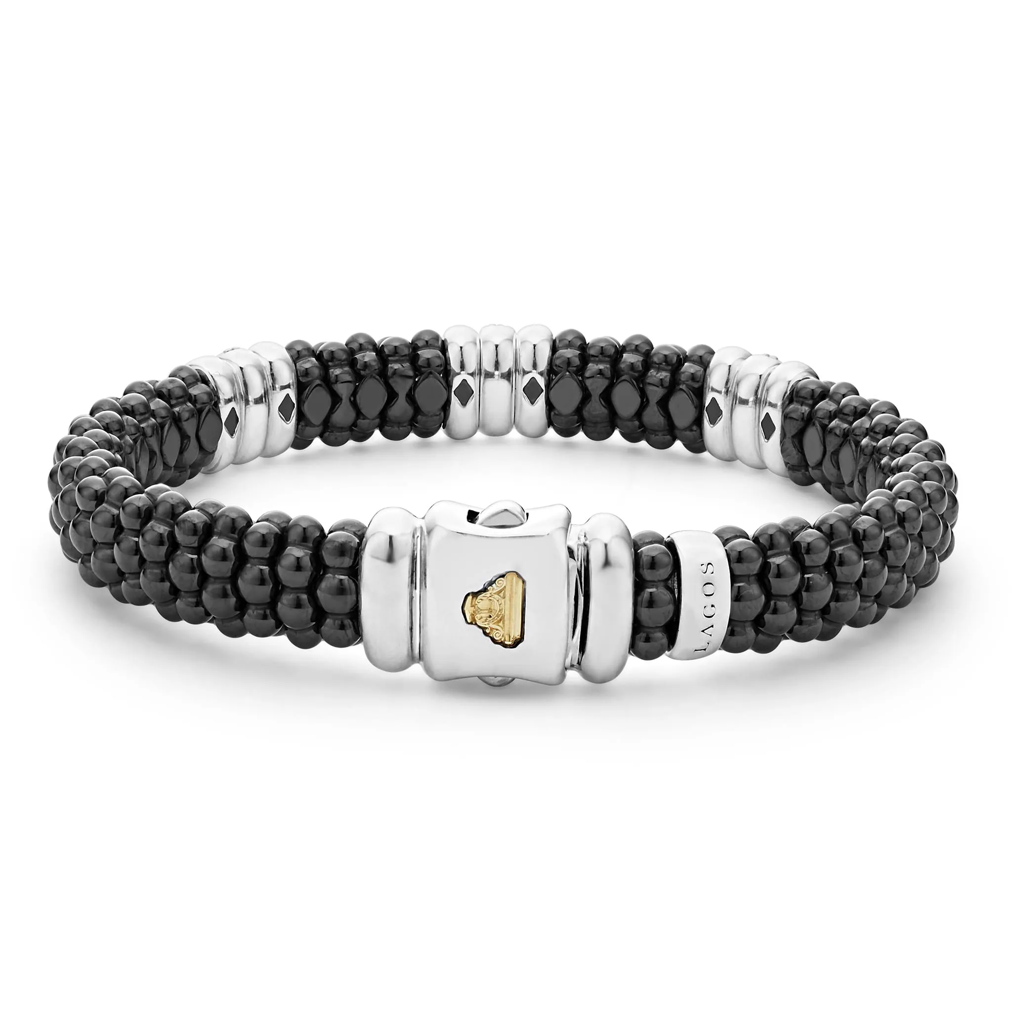 Black Caviar Black Three Station Ceramic Diamond Bracelet | 9mm sold by LAGOS product image thumbnail 4