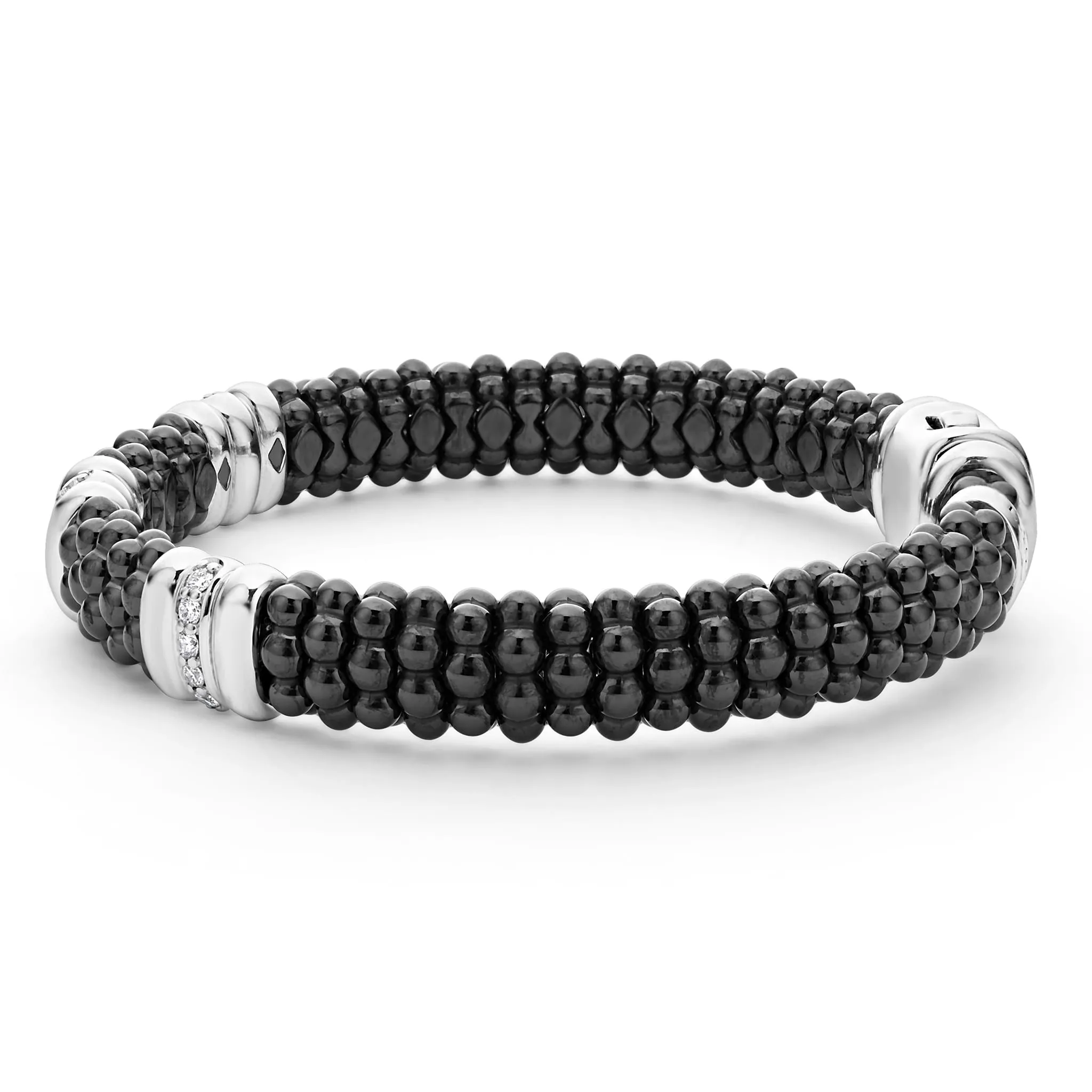 Black Caviar Black Three Station Ceramic Diamond Bracelet | 9mm sold by LAGOS product image thumbnail 3
