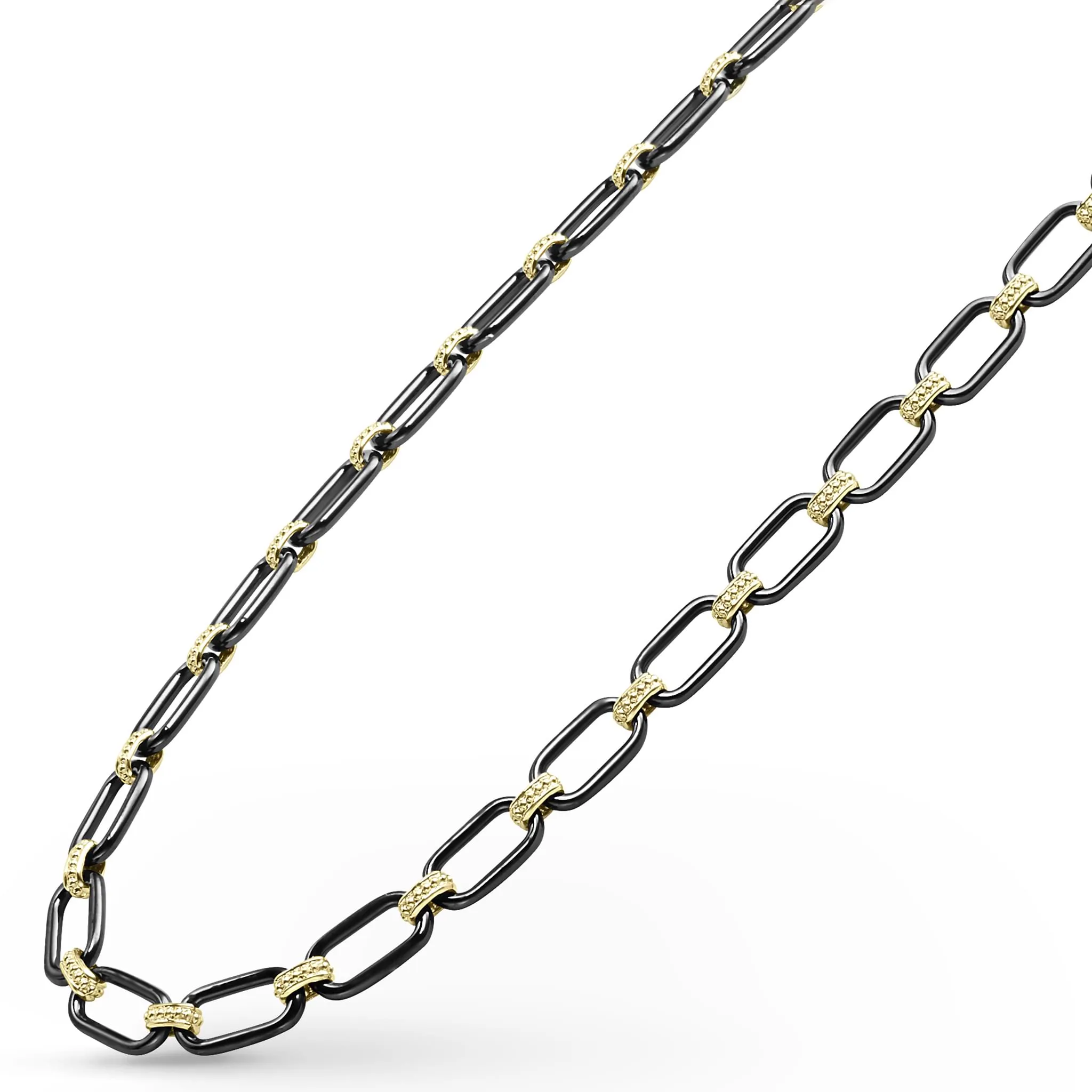 Signature Caviar 18K Gold and Black Ceramic Link Necklace | 6mm sold by LAGOS product image thumbnail 4