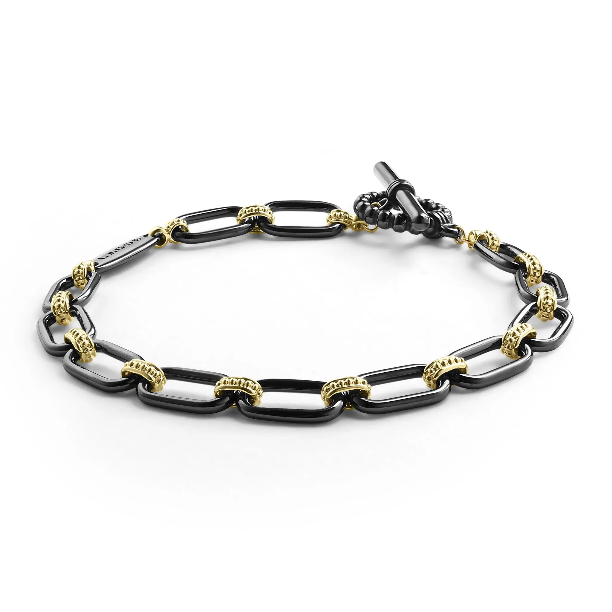Signature Caviar 18K Gold and Black Ceramic Link Bracelet | 6mm sold by LAGOS product image thumbnail 3