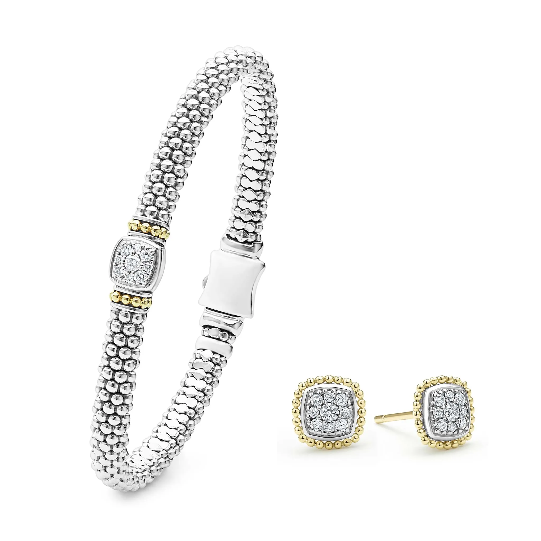 Rittenhouse Two-Tone Diamond Bracelet and Earring Gift Set sold by LAGOS