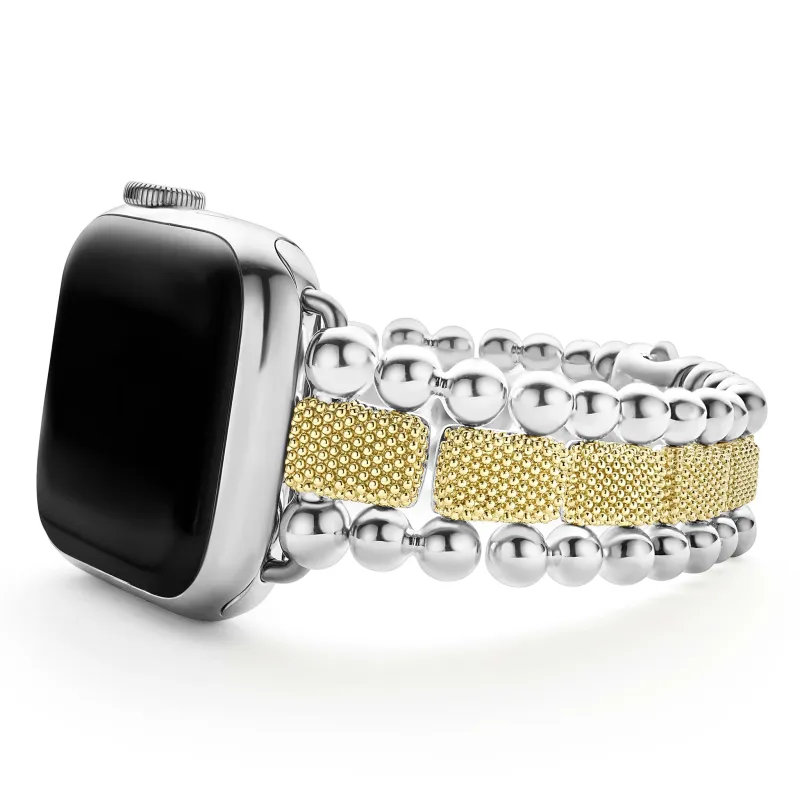 Smart Caviar 18K Gold and Sterling Silver Caviar Beaded Watch Bracelet-38-45mm sold by LAGOS