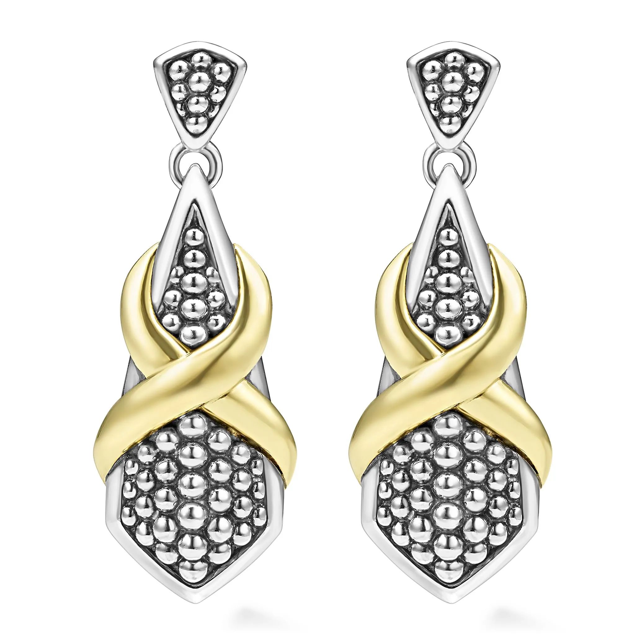 Embrace Two-Tone X Drop Earrings sold by LAGOS product image thumbnail 4