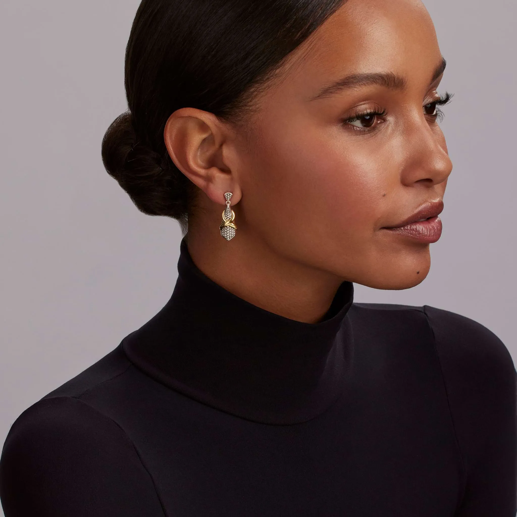 Embrace Two-Tone X Drop Earrings sold by LAGOS product image thumbnail 2