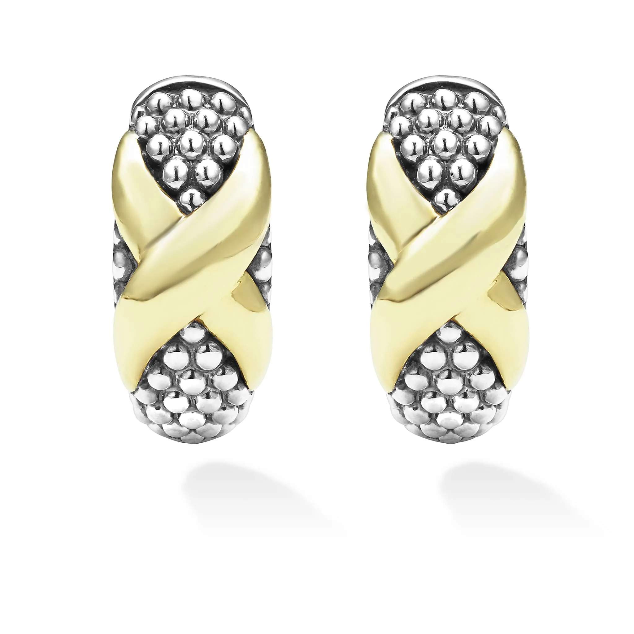 Embrace Two-Tone X Huggie Earrings sold by LAGOS product image thumbnail 4