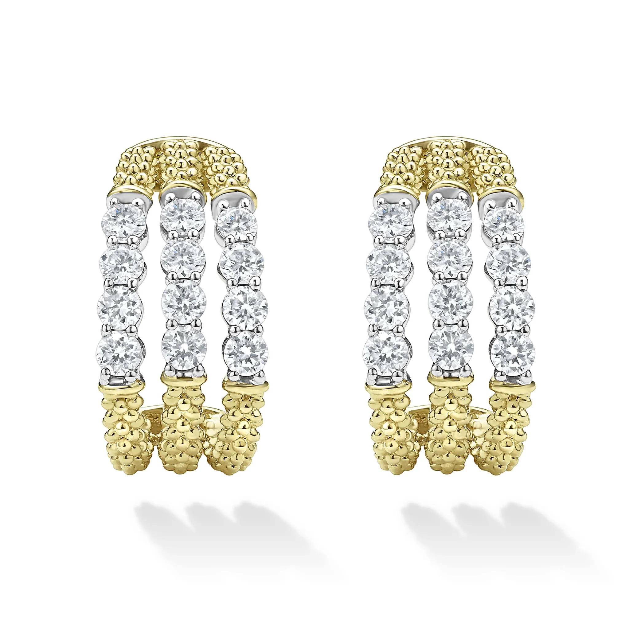Signature Caviar Superfine Diamond Hoop Earrings sold by LAGOS product image thumbnail 4