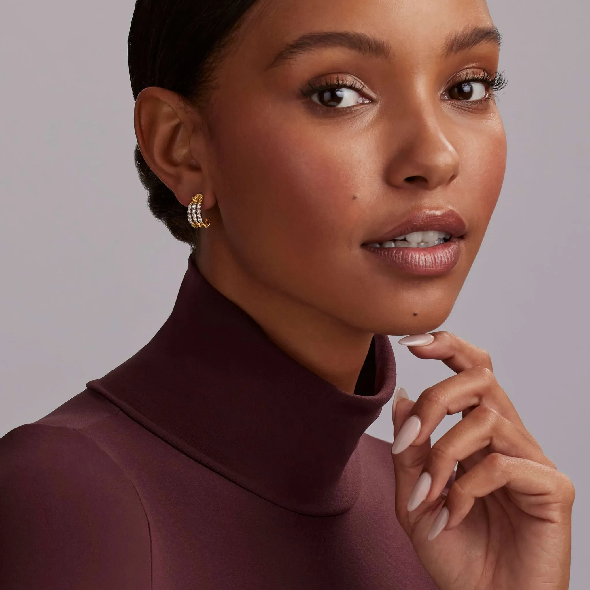 Signature Caviar Superfine Diamond Hoop Earrings sold by LAGOS product image thumbnail 2