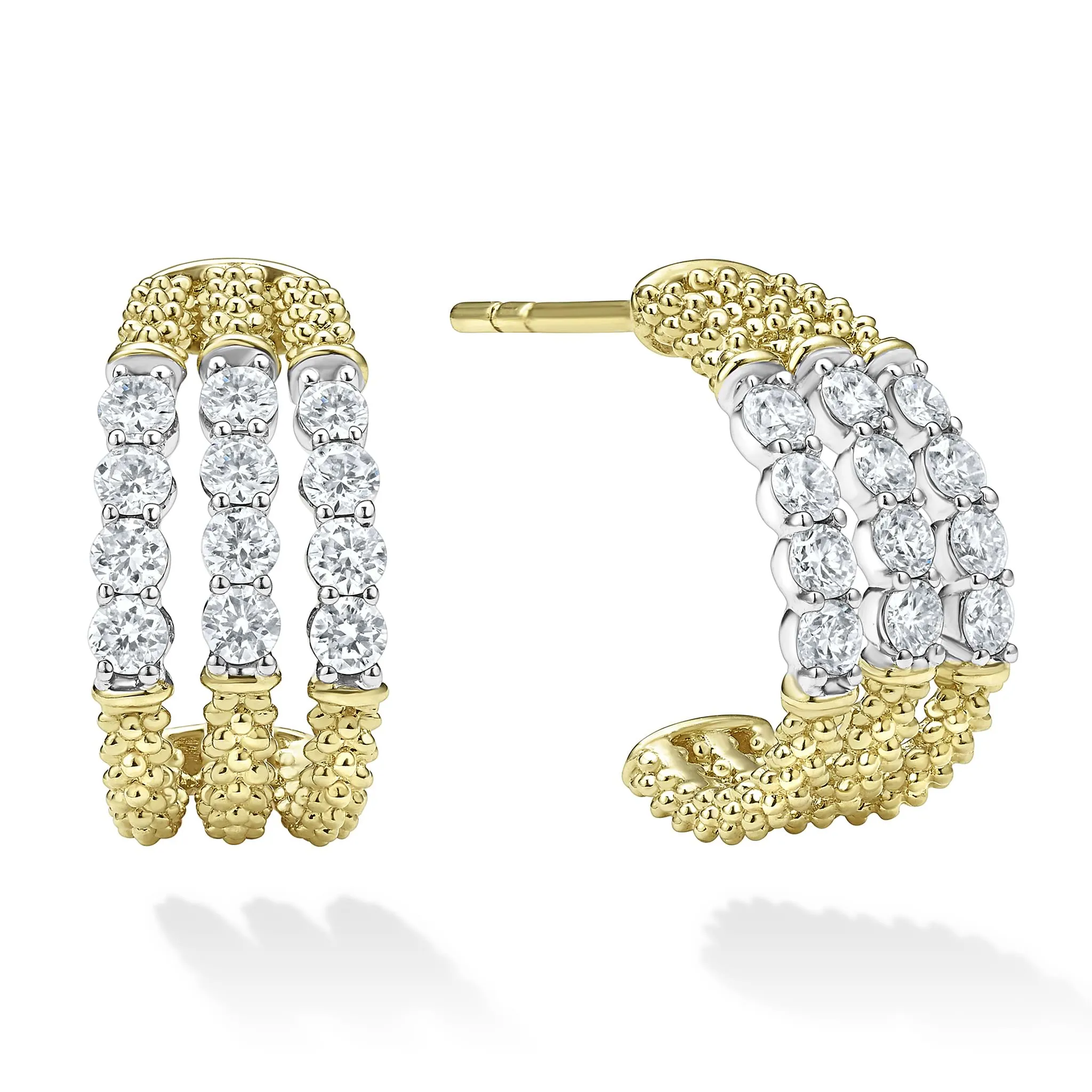 Signature Caviar Superfine Diamond Hoop Earrings sold by LAGOS product image thumbnail 3