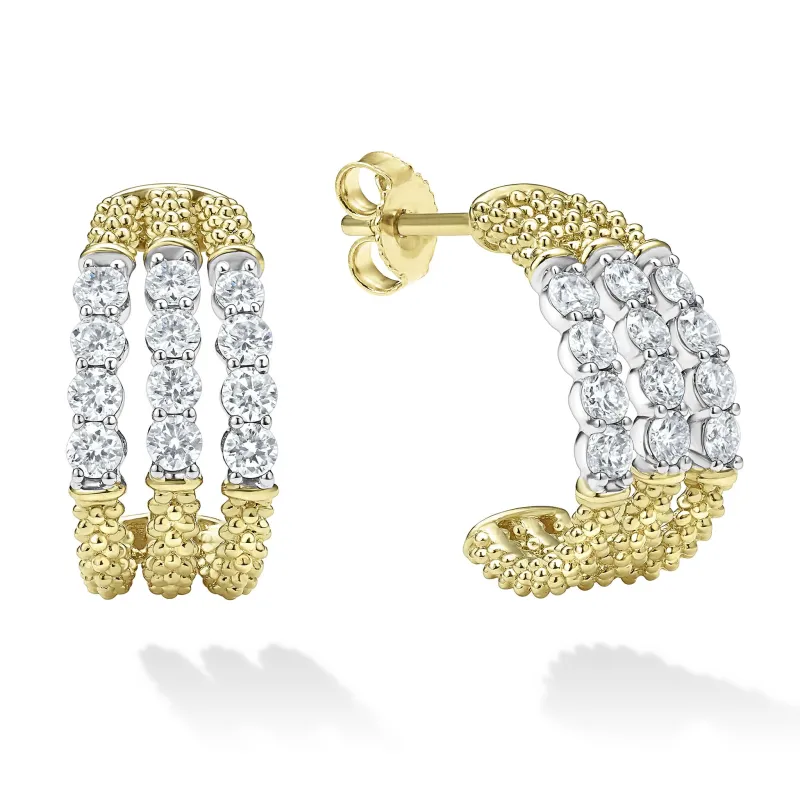 Signature Caviar Superfine Diamond Hoop Earrings sold by LAGOS