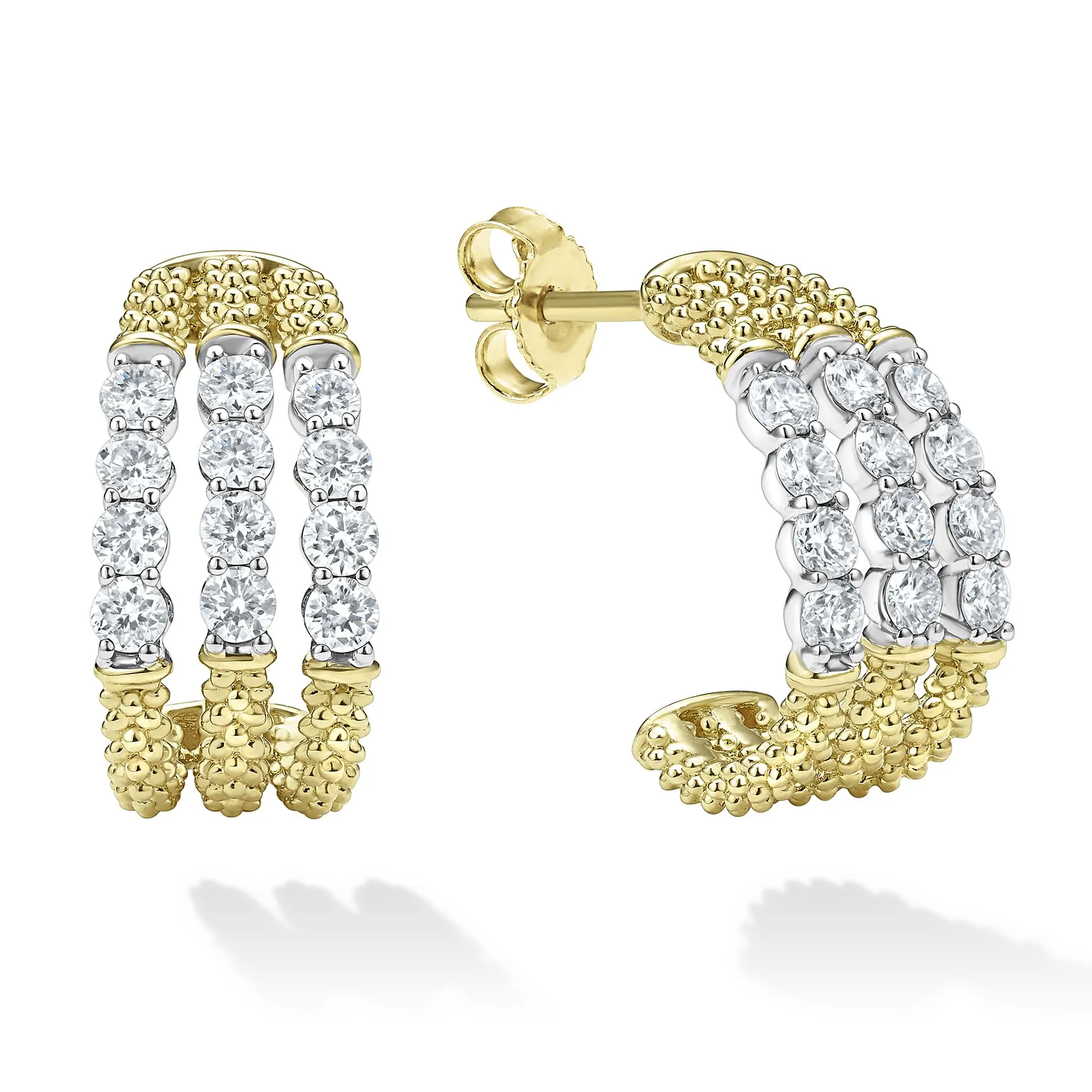 Signature Caviar Superfine Diamond Hoop Earrings sold by LAGOS