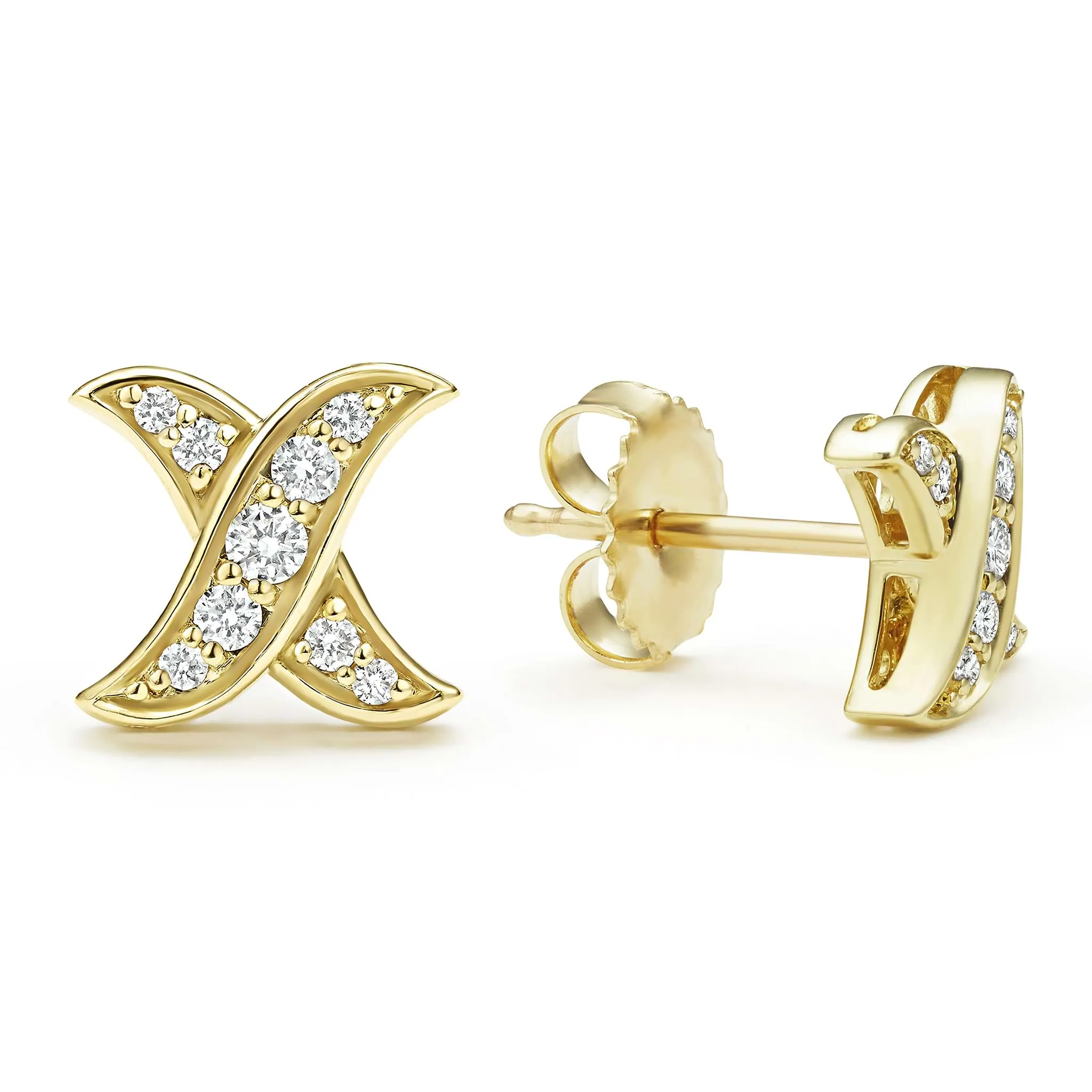 Embrace 18K Gold X Diamond Stud Earrings sold by LAGOS product image thumbnail 3