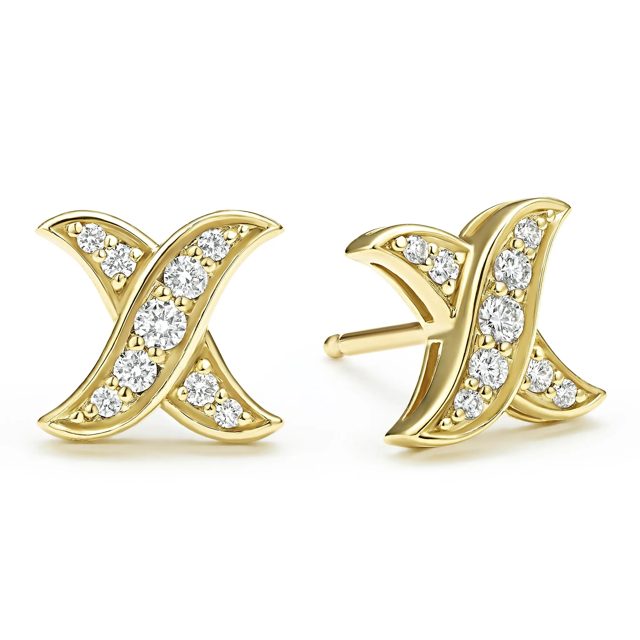 Embrace 18K Gold X Diamond Stud Earrings sold by LAGOS