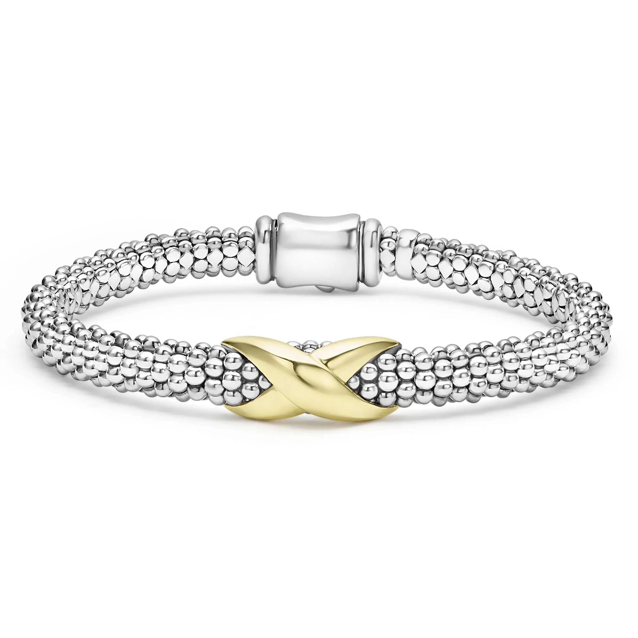 Embrace Two-Tone X Caviar Bracelet | 6mm sold by LAGOS