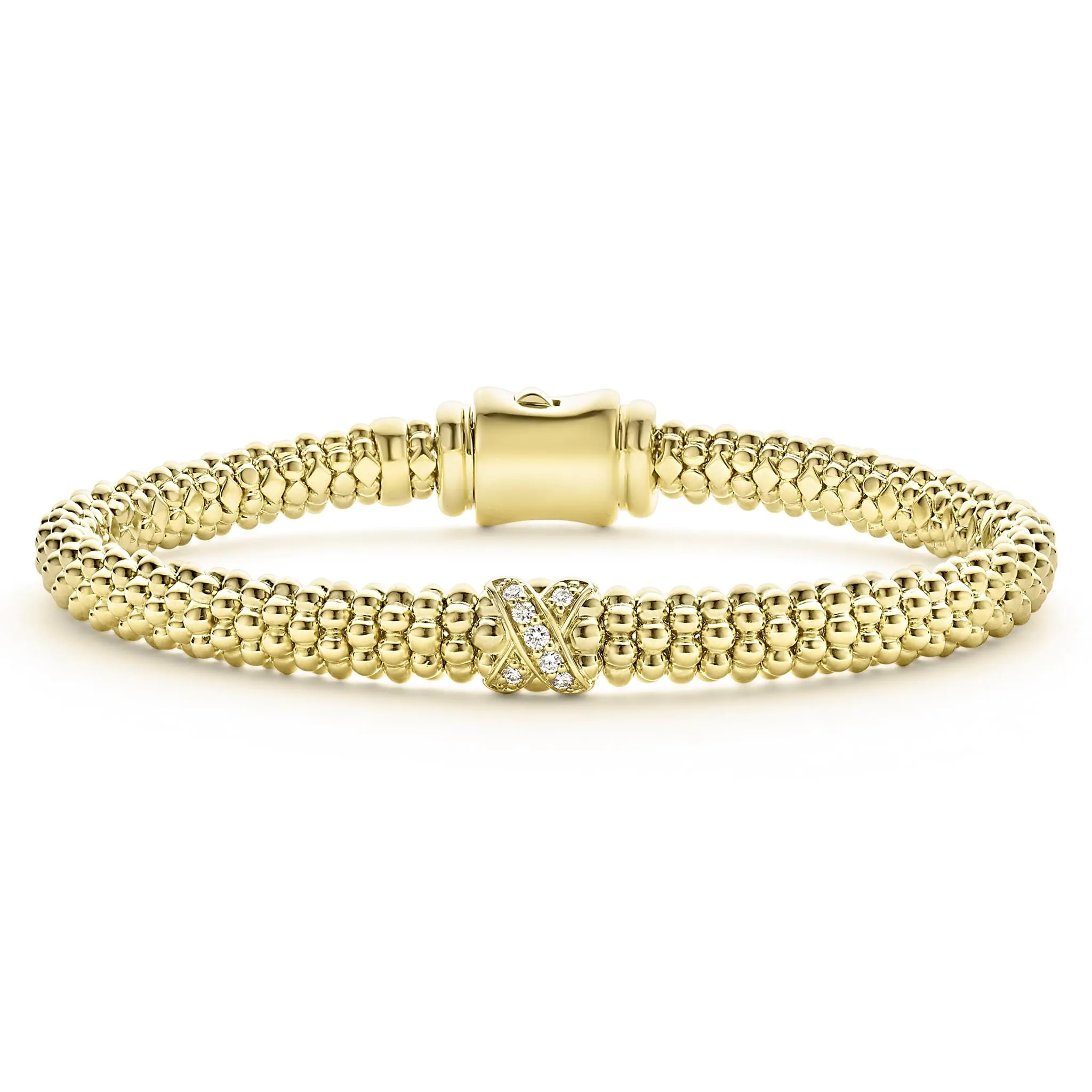 Embrace 18K Gold X Diamond Caviar Bracelet | 6mm sold by LAGOS