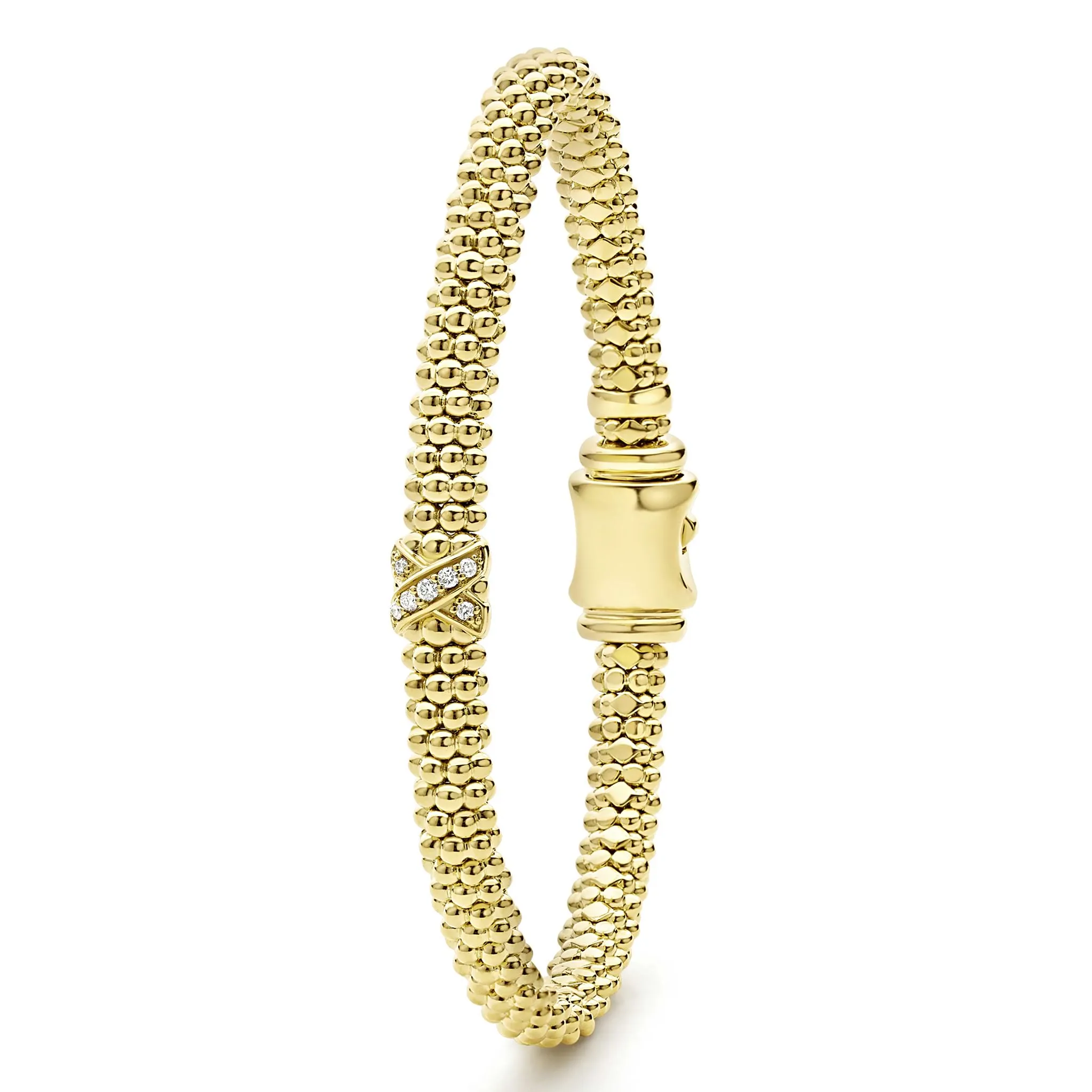 Embrace 18K Gold X Diamond Caviar Bracelet | 6mm sold by LAGOS product image thumbnail 4