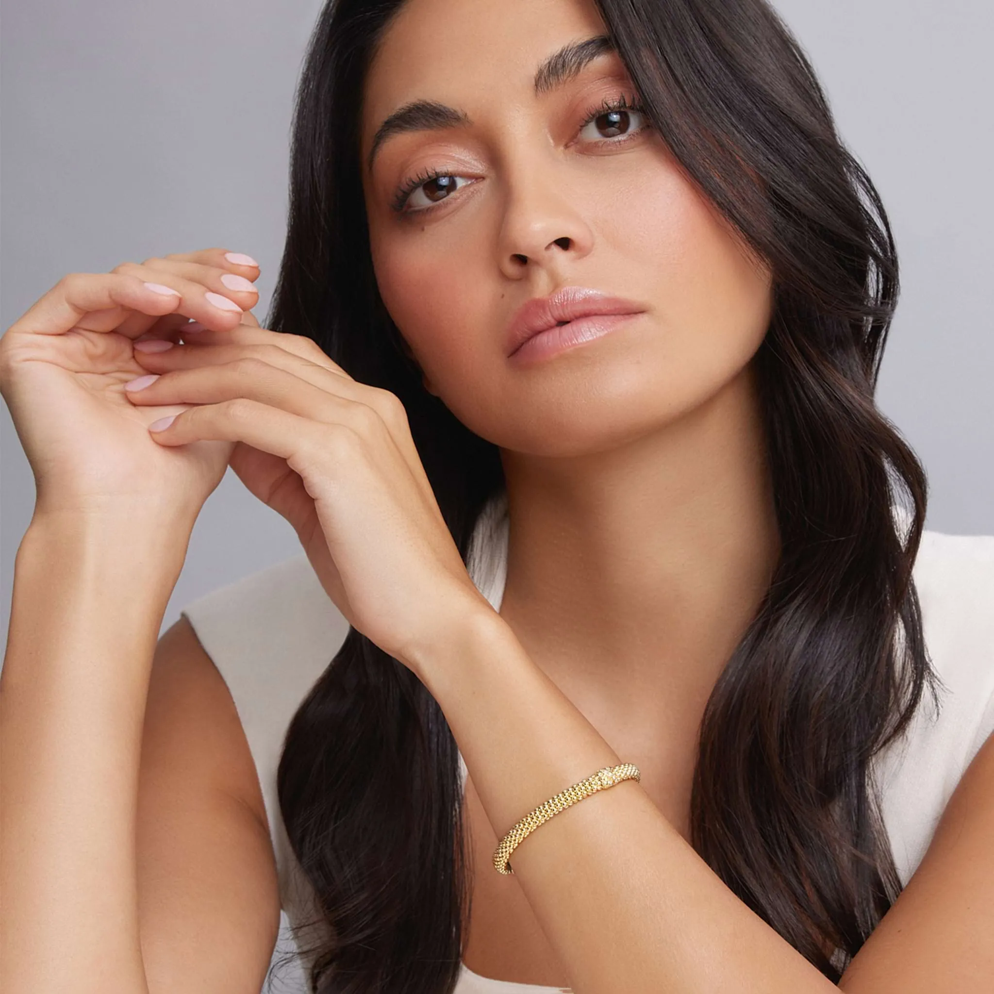 Embrace 18K Gold X Diamond Caviar Bracelet | 6mm sold by LAGOS product image thumbnail 2