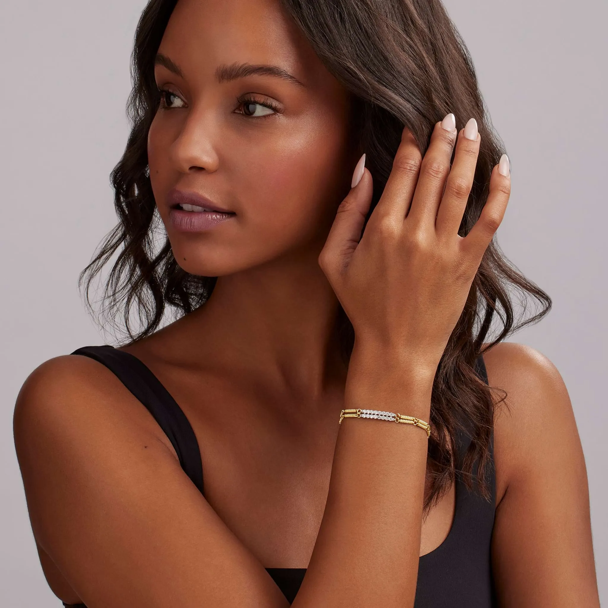 Signature Caviar Superfine Double Link Diamond Bracelet sold by LAGOS product image thumbnail 2