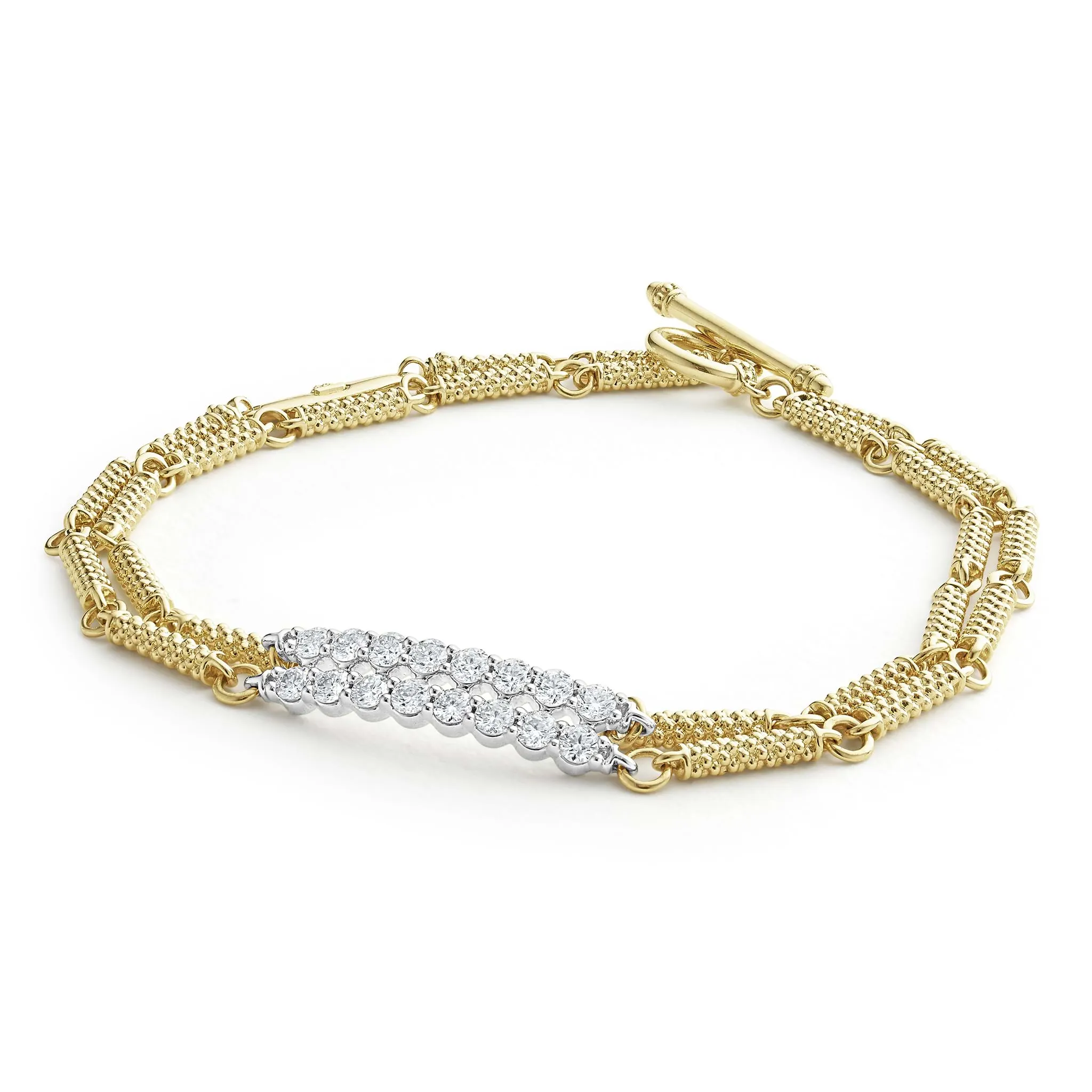 Signature Caviar Superfine Double Link Diamond Bracelet sold by LAGOS product image thumbnail 3