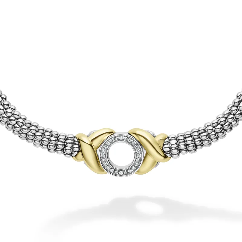 Embrace 18K Gold XO Diamond Necklace sold by LAGOS