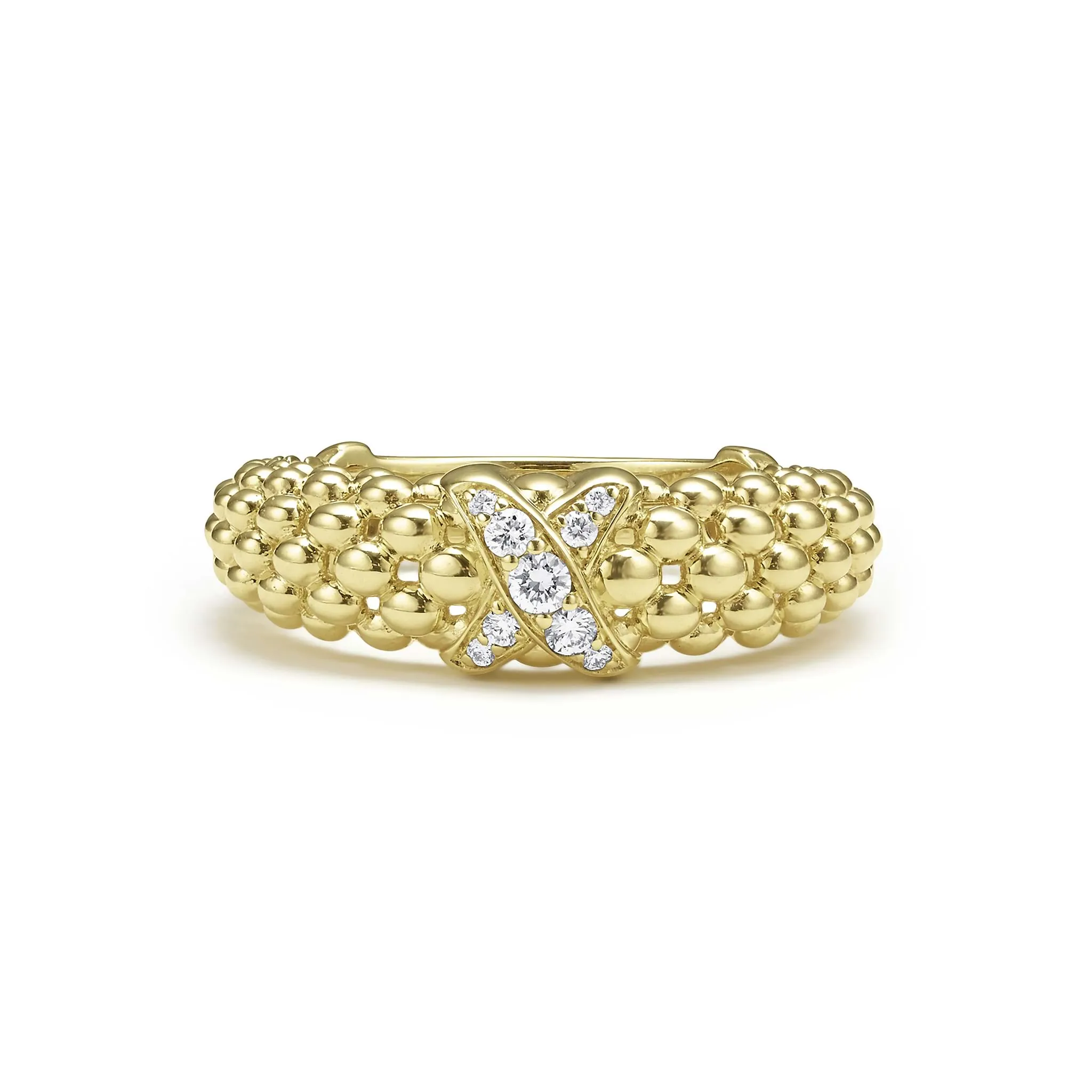 Embrace 18K Gold X Caviar Diamond Ring sold by LAGOS product image thumbnail 3